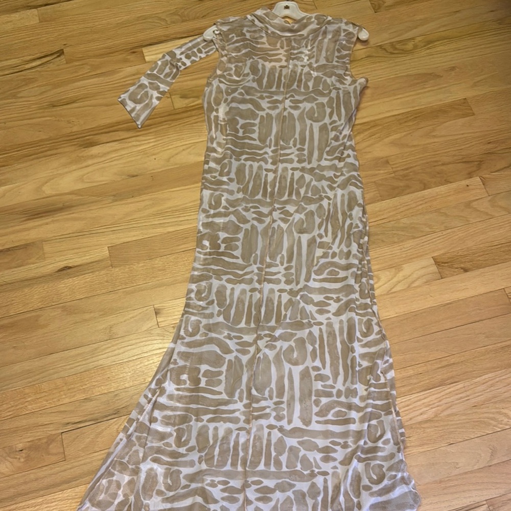 Halogen White and Brown One Shoulder Bodycon Dress